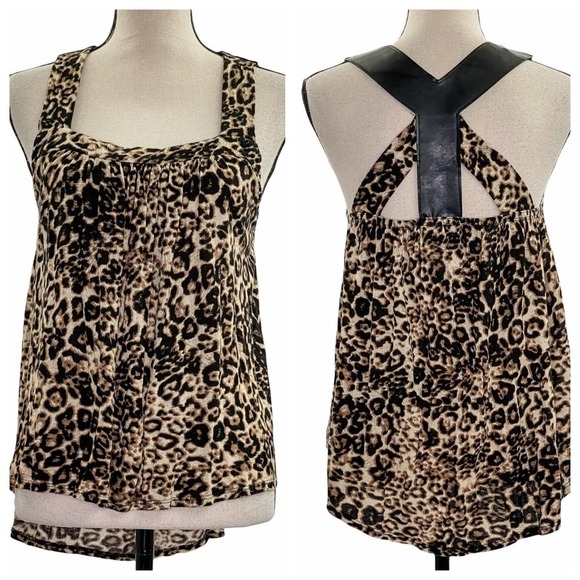 SPOILED Strappy High Low Leopard Print Tank Top - Picture 1 of 11